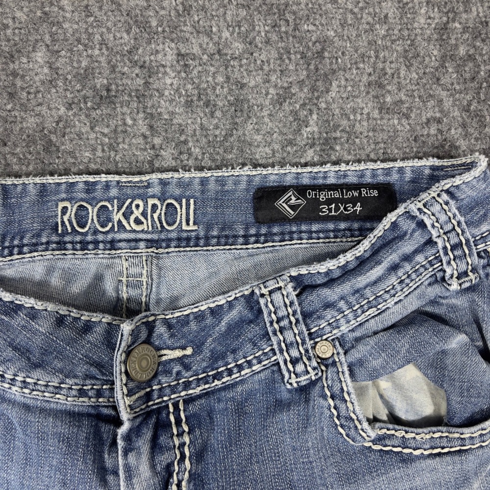Y2K Rock and Roll Cowgirl Low Rise Bootcut Jeans Womens 31x29 Blue W0-3632 - Picture 3 of 11
